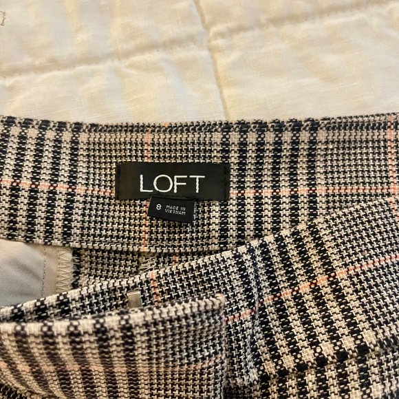 Loft Curvy Glen Plaid High Rise Wide Leg Crop Trouser Pants Size 8 - Picture 6 of 8